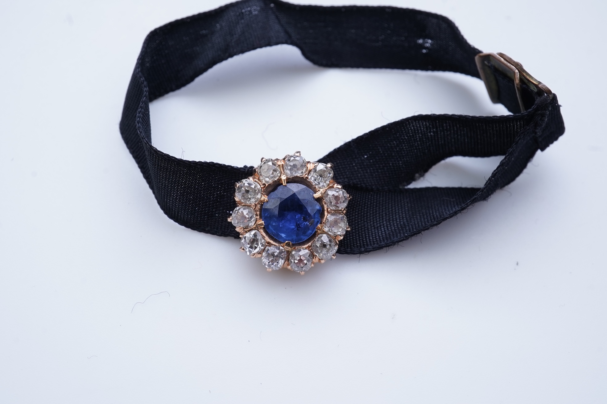 A sapphire and diamond slide/pendant, 19th century